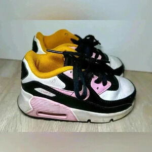 Nike Air Max 90 Toddler Shoes Black Pink White Yellow TD 9C CD6868 007